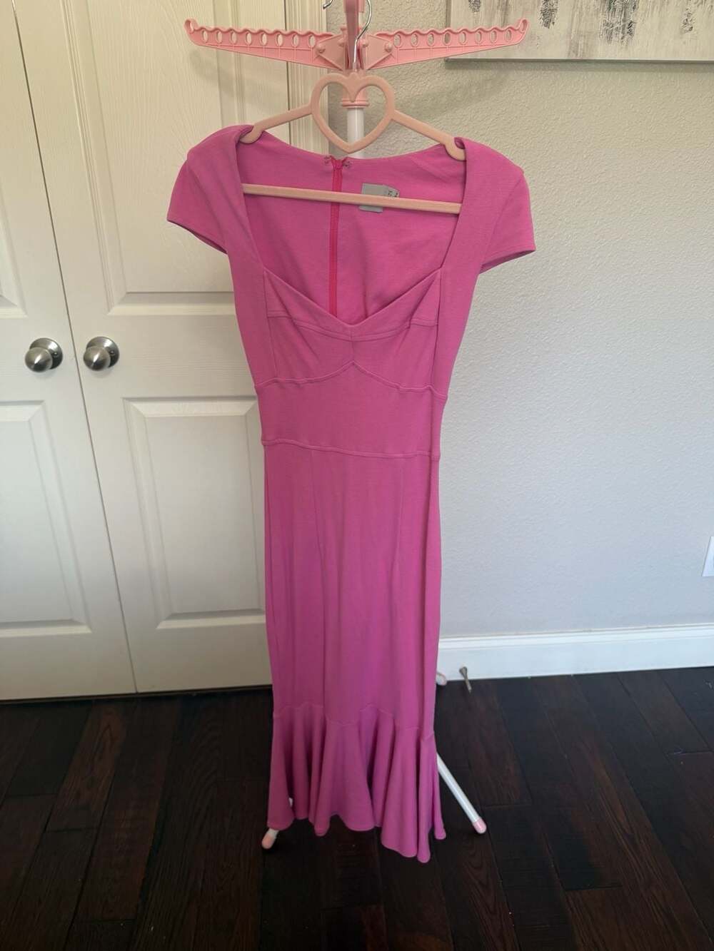ASOS Design Pink Bandage Midi Dress with Bustier Detail and Mermaid Hem